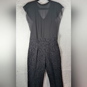 250-Rinascimento Black‎ Lace Detail Jumpsuit